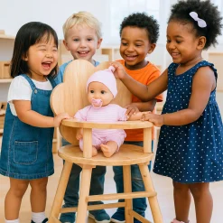 Hardwood Doll High Chair with Scalloped Back