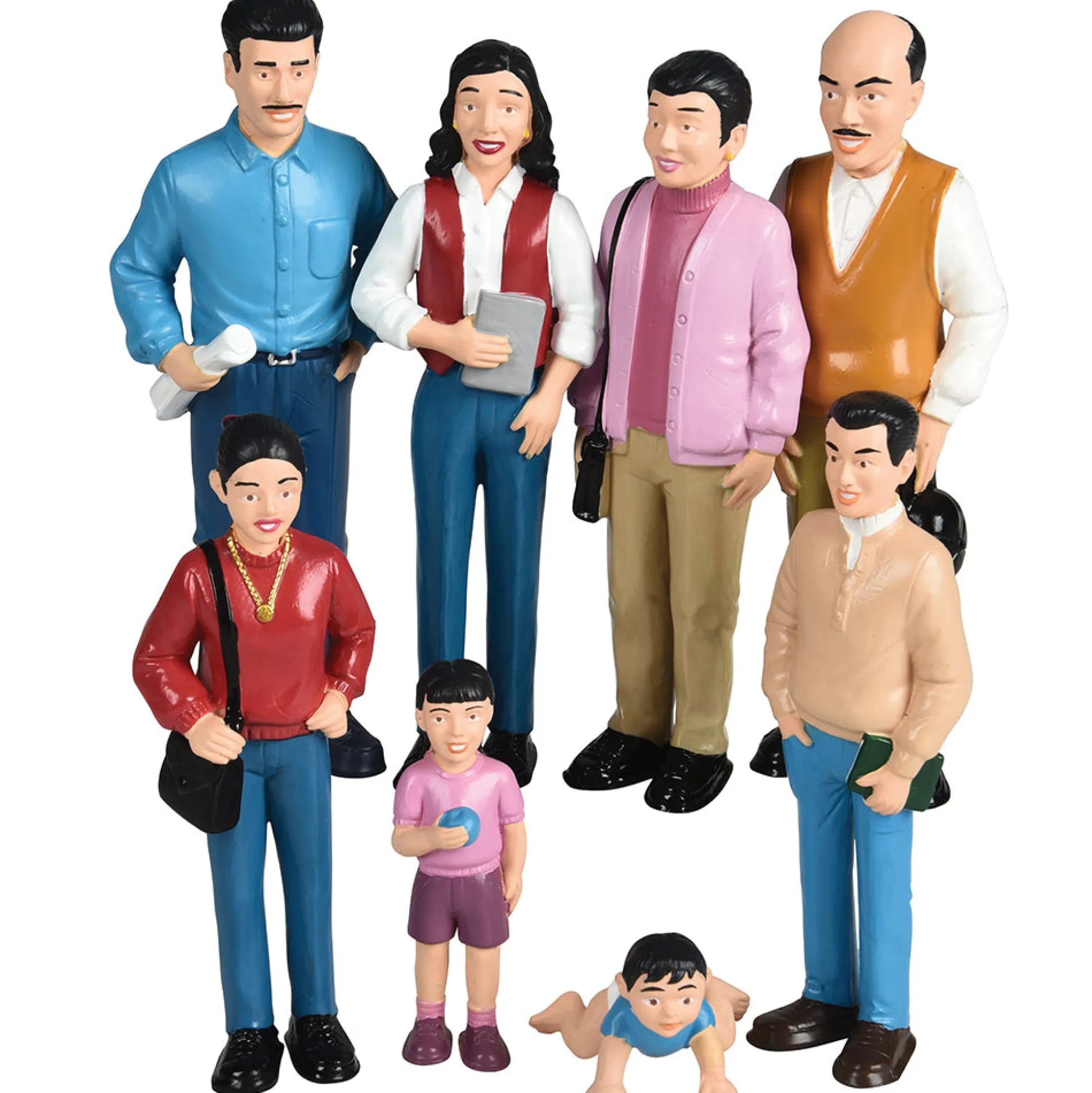 Hispanic Pretend Play Vinyl Family Figurines | 8 Piece Set