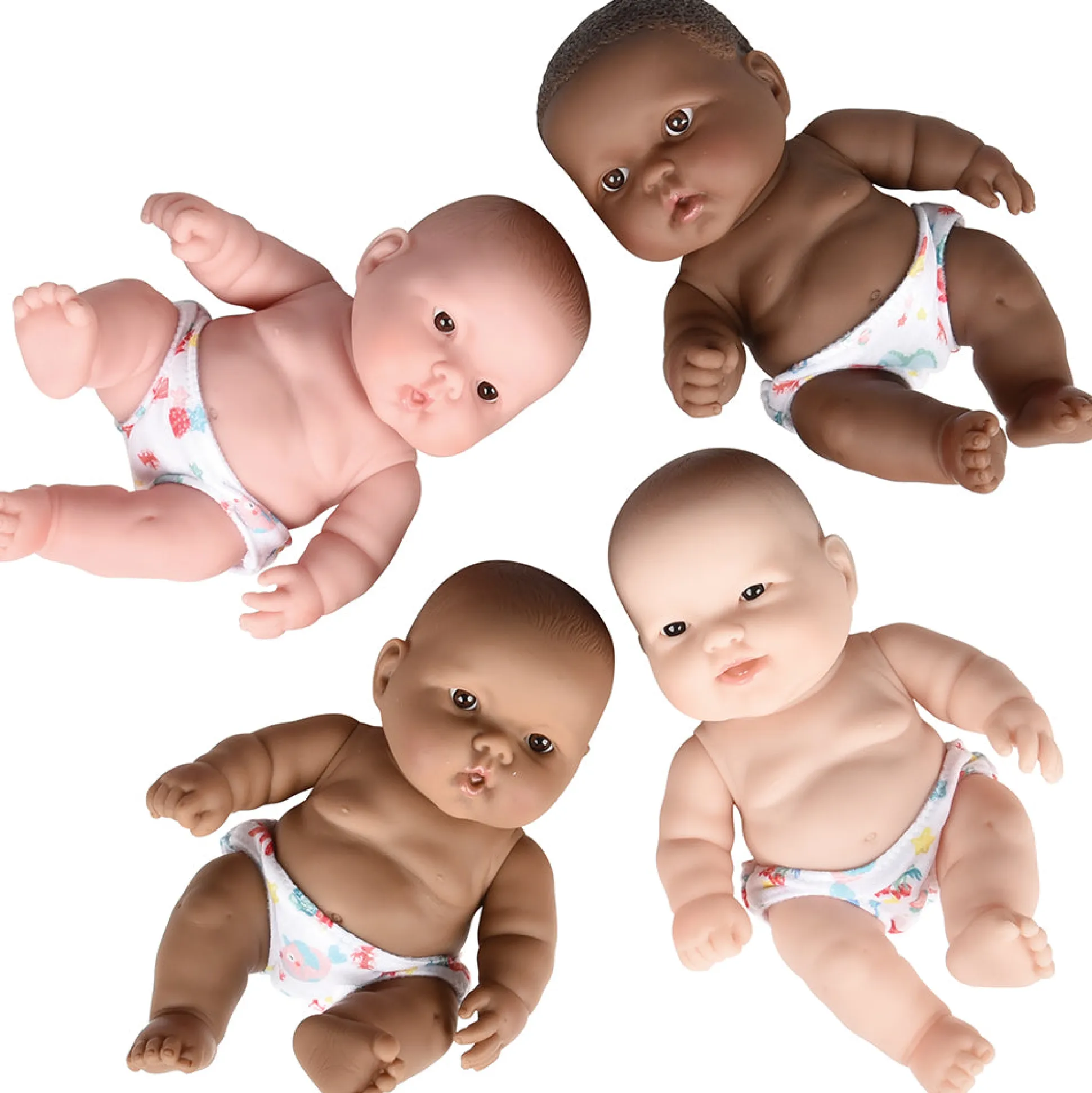 10 Inch Huggable Multicultural Baby Dolls | Set of 4 Soft Vinyl Realistic Baby Dolls