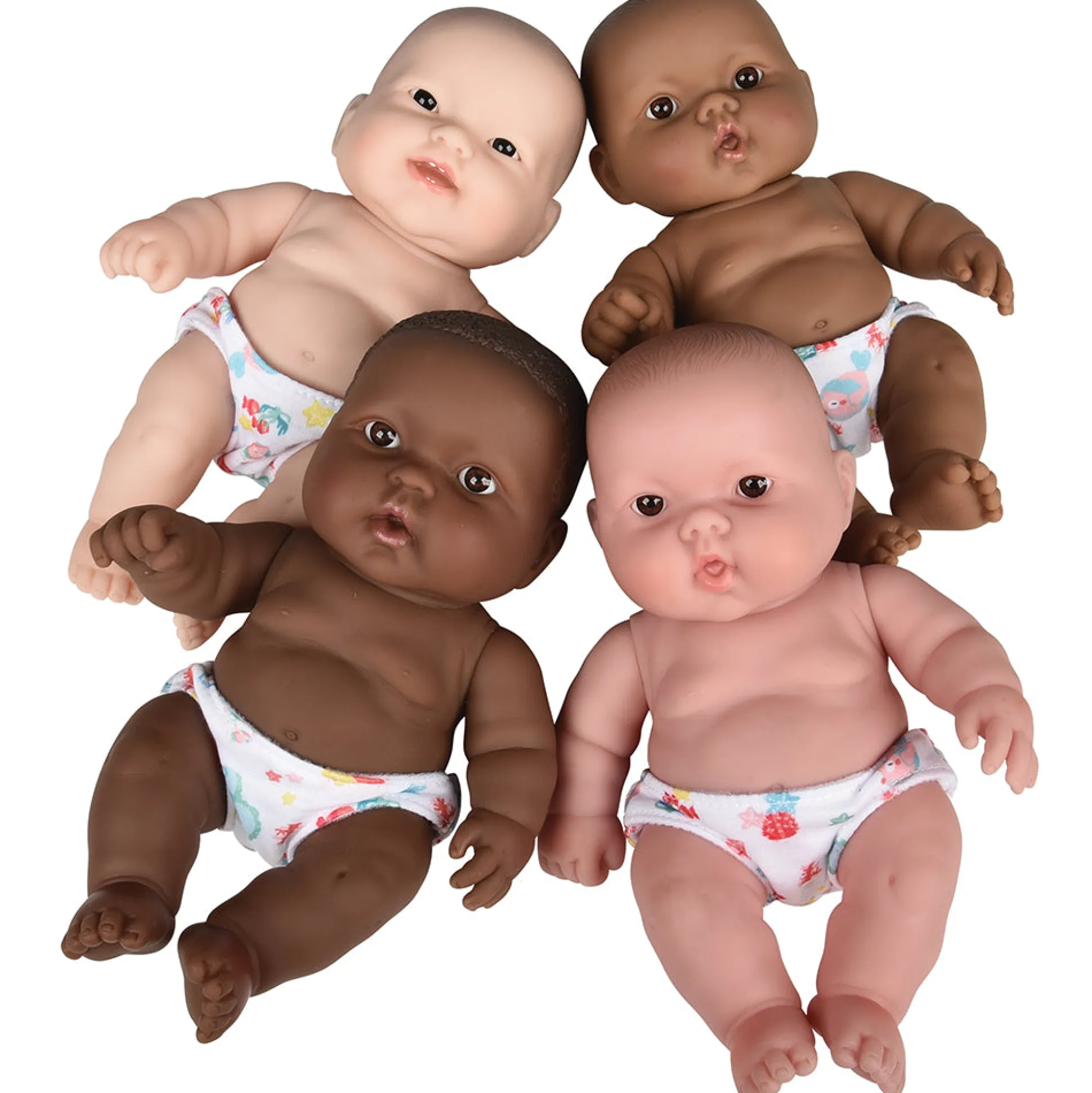 10 Inch Huggable Multicultural Baby Dolls | Set of 4 Soft Vinyl Realistic Baby Dolls
