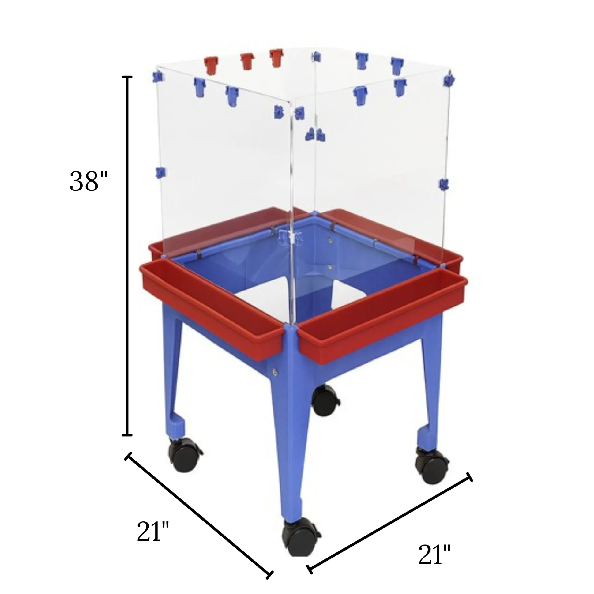 Indoor/Outdoor 4-Sided Clear Art Easel with Drying Rack and Locking Casters