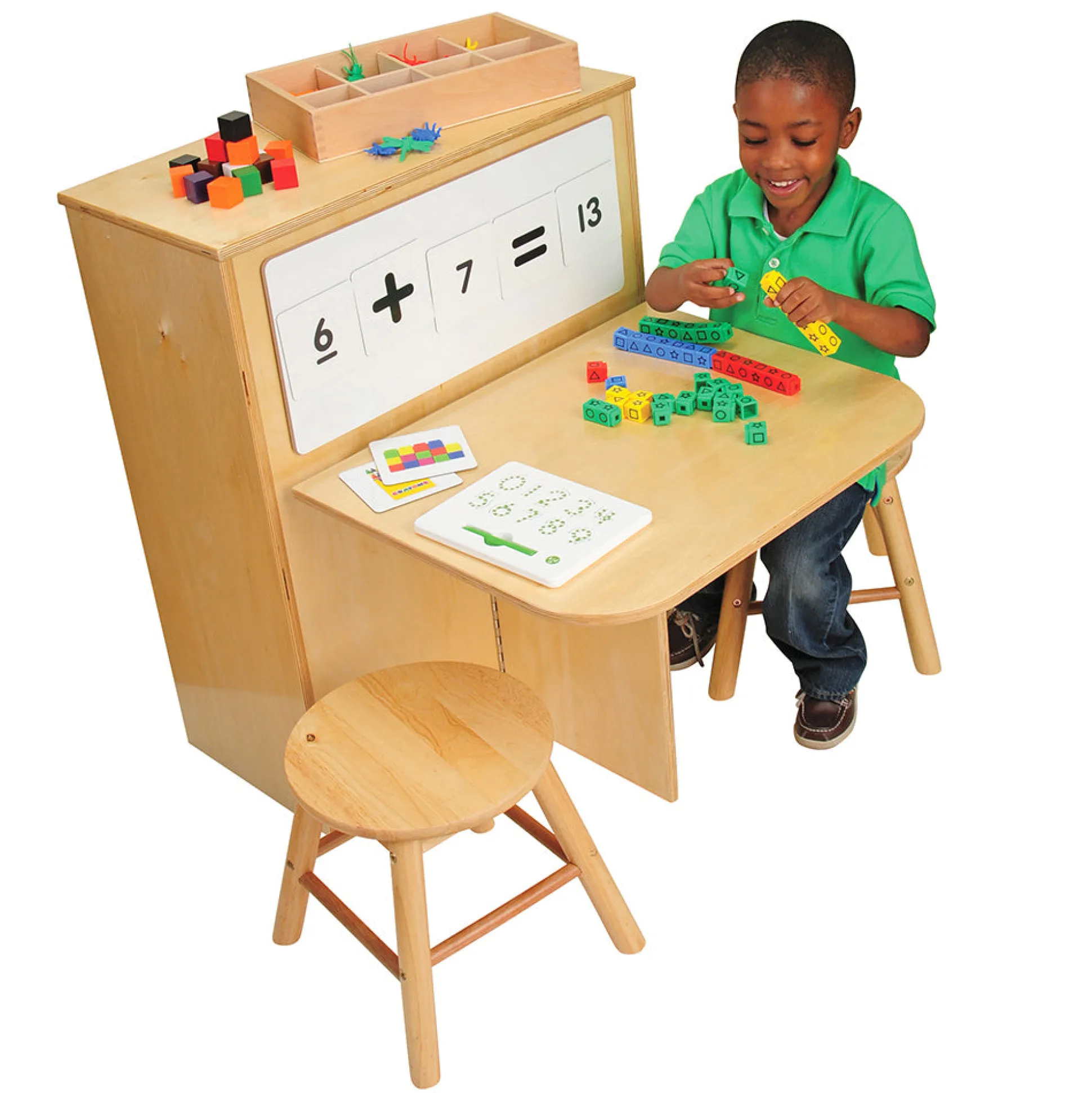 2-in-1 Learning Center with Stools and Dry-Erase Board