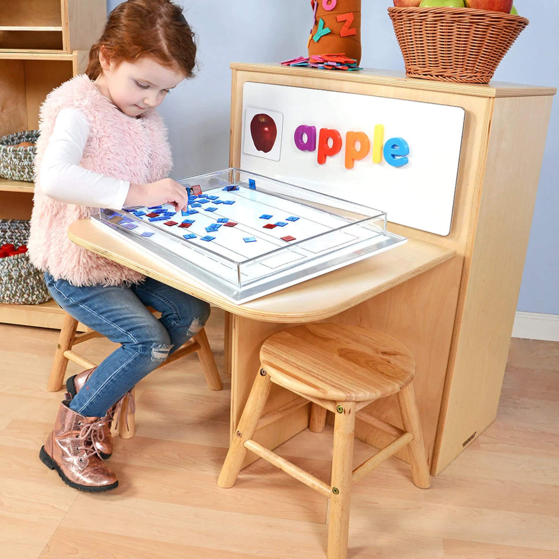 2-in-1 Learning Center with Stools and Dry-Erase Board