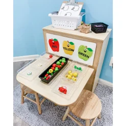 2-in-1 Learning Center with Stools and Dry-Erase Board
