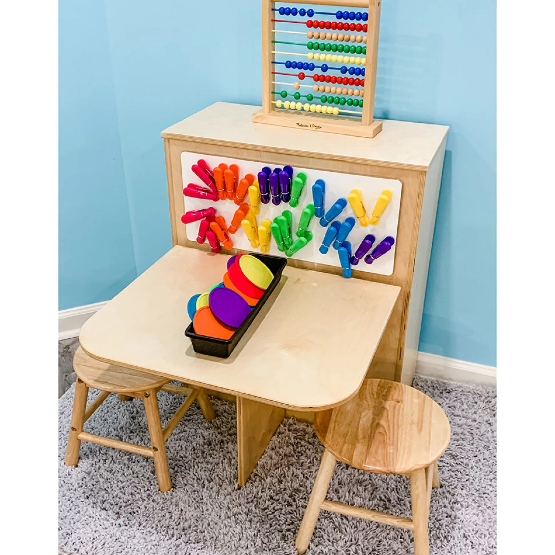 2-in-1 Learning Center with Stools and Dry-Erase Board