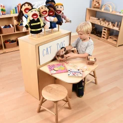 2-in-1 Learning Center with Stools and Dry-Erase Board