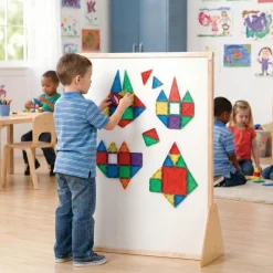 3-in-1 Magnetic STEM Easel | Double-Sided Dry-Erase & 3D Tile Building Surface