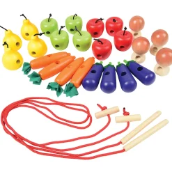 Interactive Fruit & Vegetable Threading Set | 24-Piece Lacing Activity for Fine Motor Skills & Early Learning