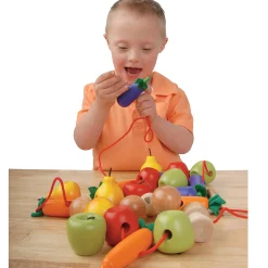 Interactive Fruit & Vegetable Threading Set | 24-Piece Lacing Activity for Fine Motor Skills & Early Learning