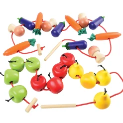 Interactive Fruit & Vegetable Threading Set | 24-Piece Lacing Activity for Fine Motor Skills & Early Learning