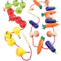 Interactive Fruit & Vegetable Threading Set | 24-Piece Lacing Activity for Fine Motor Skills & Early Learning