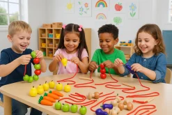 Interactive Fruit & Vegetable Threading Set | 24-Piece Lacing Activity for Fine Motor Skills & Early Learning