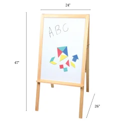 4-in-1 Wooden Easel with Magnetic Write-and-Wipe Board