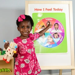 4-in-1 Wooden Easel with Magnetic Write-and-Wipe Board