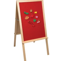 4-in-1 Wooden Easel with Magnetic Write-and-Wipe Board