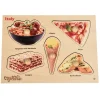 Italian Food Wooden Knob Puzzle | Preschool Peg Puzzle Featuring Real Food Photography