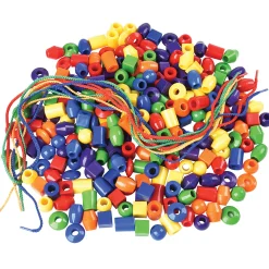 250 Jumbo Plastic Beads with 5 Tipped Lacing Cords