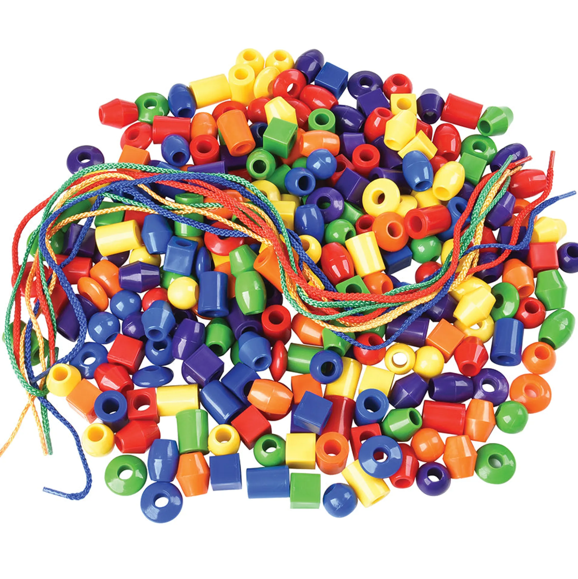 250 Jumbo Plastic Beads with 5 Tipped Lacing Cords
