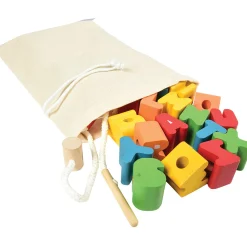Jumbo Wooden Alphabet Lacing Beads Set | Fine Motor & Letter Practice