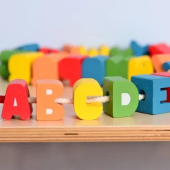 Jumbo Wooden Alphabet Lacing Beads Set | Fine Motor & Letter Practice