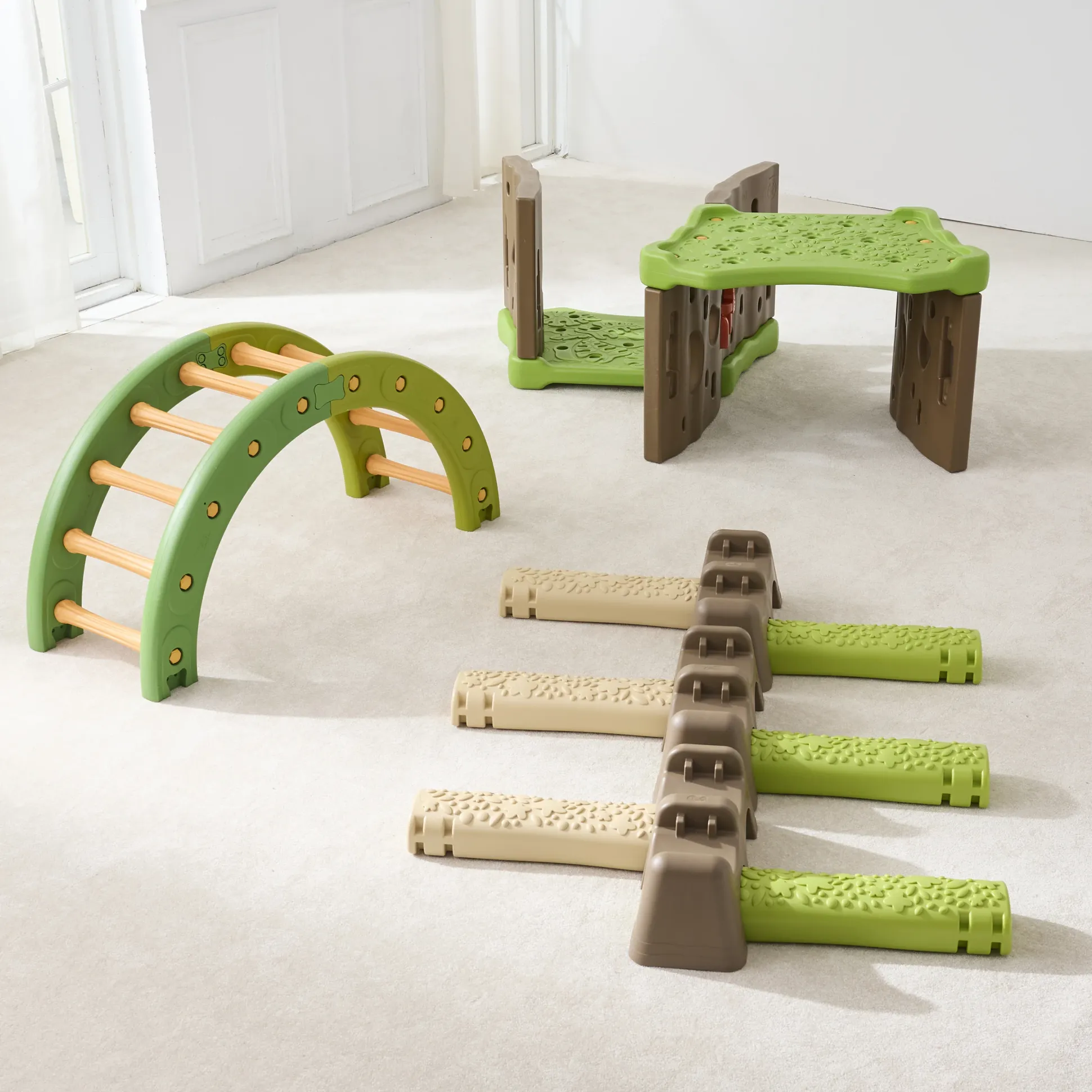 Jungle Forest Adventure | Nature-Inspired Gross Motor Activity Set with Forest Tunnel, Jungle Trail & Balance Arch
