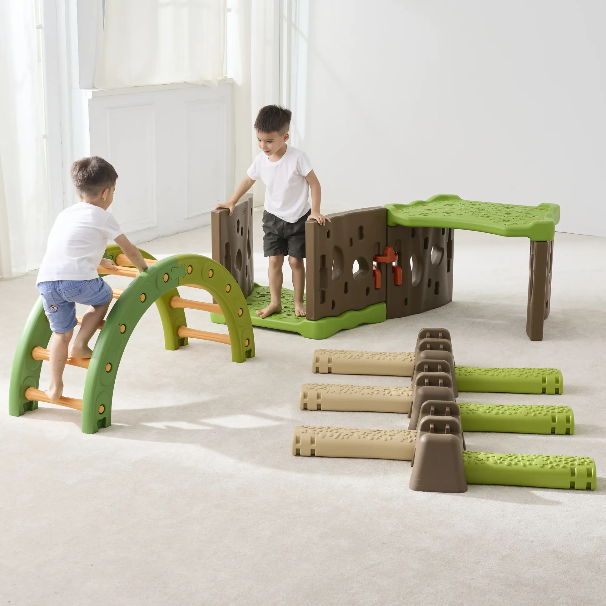 Jungle Forest Adventure | Nature-Inspired Gross Motor Activity Set with Forest Tunnel, Jungle Trail & Balance Arch