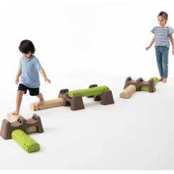 Jungle Trail Balance Logs & Bases | Gross Motor Balance Path Set with Textured Logs & Sturdy Stepping Bases