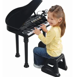 37-Key Kids’ Electronic Grand Piano with Microphone & Stool – Interactive Music Learning Keyboard for Ages 3+