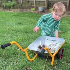 Kids Heavy-Duty Steel Wheelbarrow with Stable Two-Wheel Design | Outdoor Play & Realistic Gardening Tool