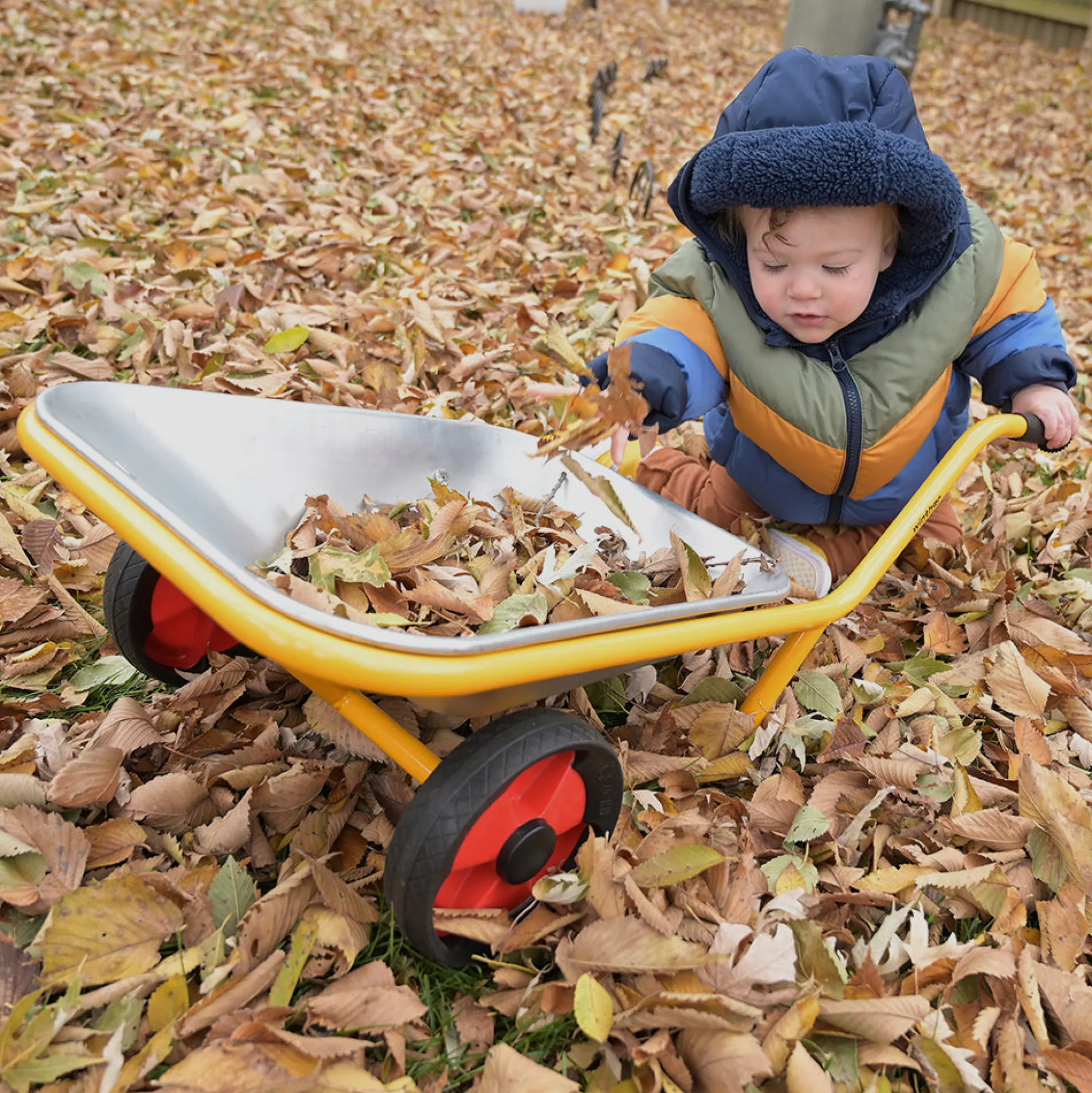 Kids Heavy-Duty Steel Wheelbarrow with Stable Two-Wheel Design | Outdoor Play & Realistic Gardening Tool