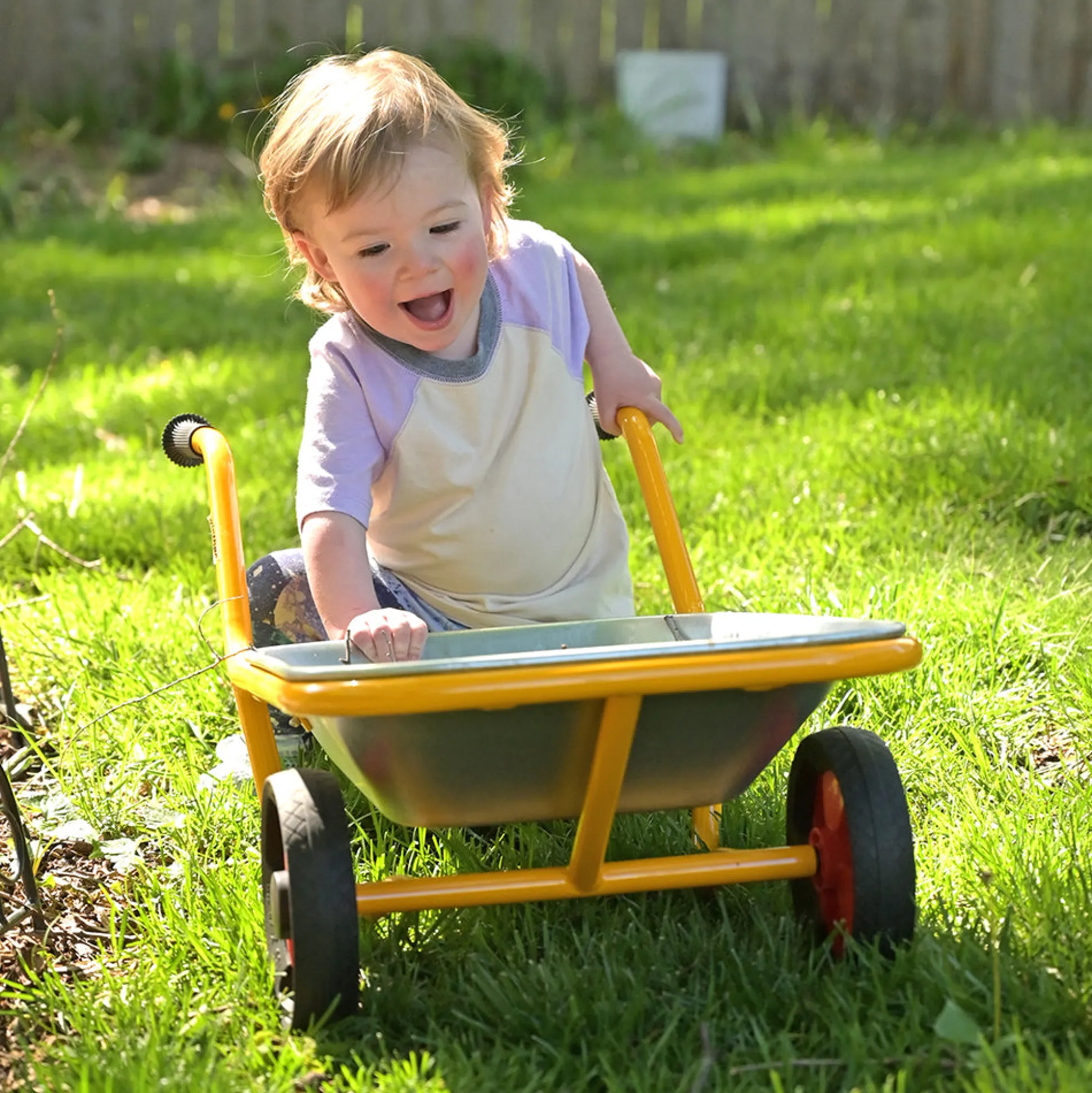 Kids Heavy-Duty Steel Wheelbarrow with Stable Two-Wheel Design | Outdoor Play & Realistic Gardening Tool