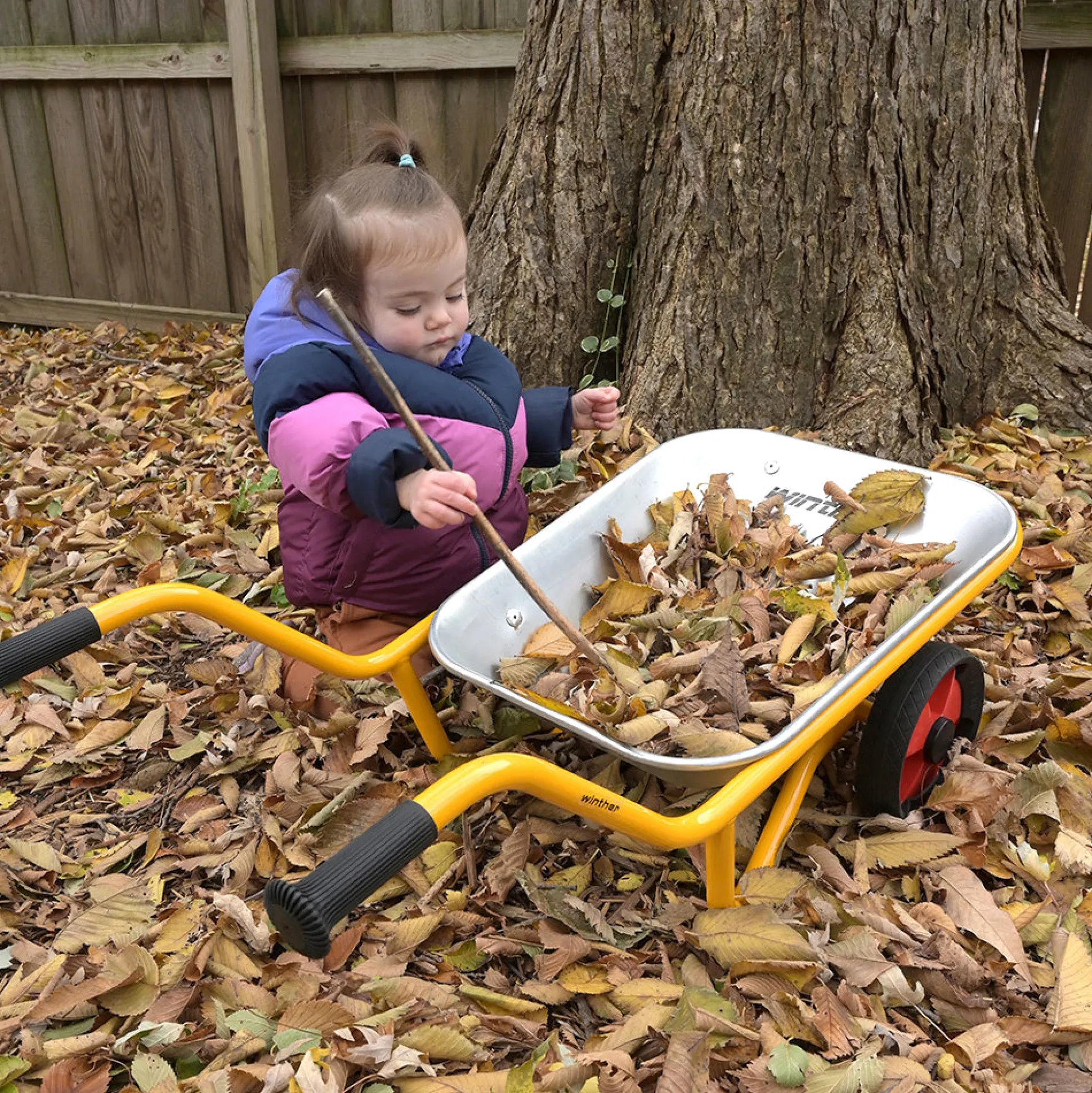 Kids Heavy-Duty Steel Wheelbarrow with Stable Two-Wheel Design | Outdoor Play & Realistic Gardening Tool