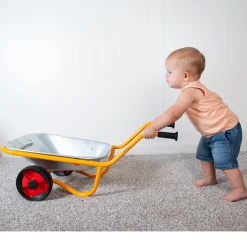 Kids Heavy-Duty Steel Wheelbarrow with Stable Two-Wheel Design | Outdoor Play & Realistic Gardening Tool