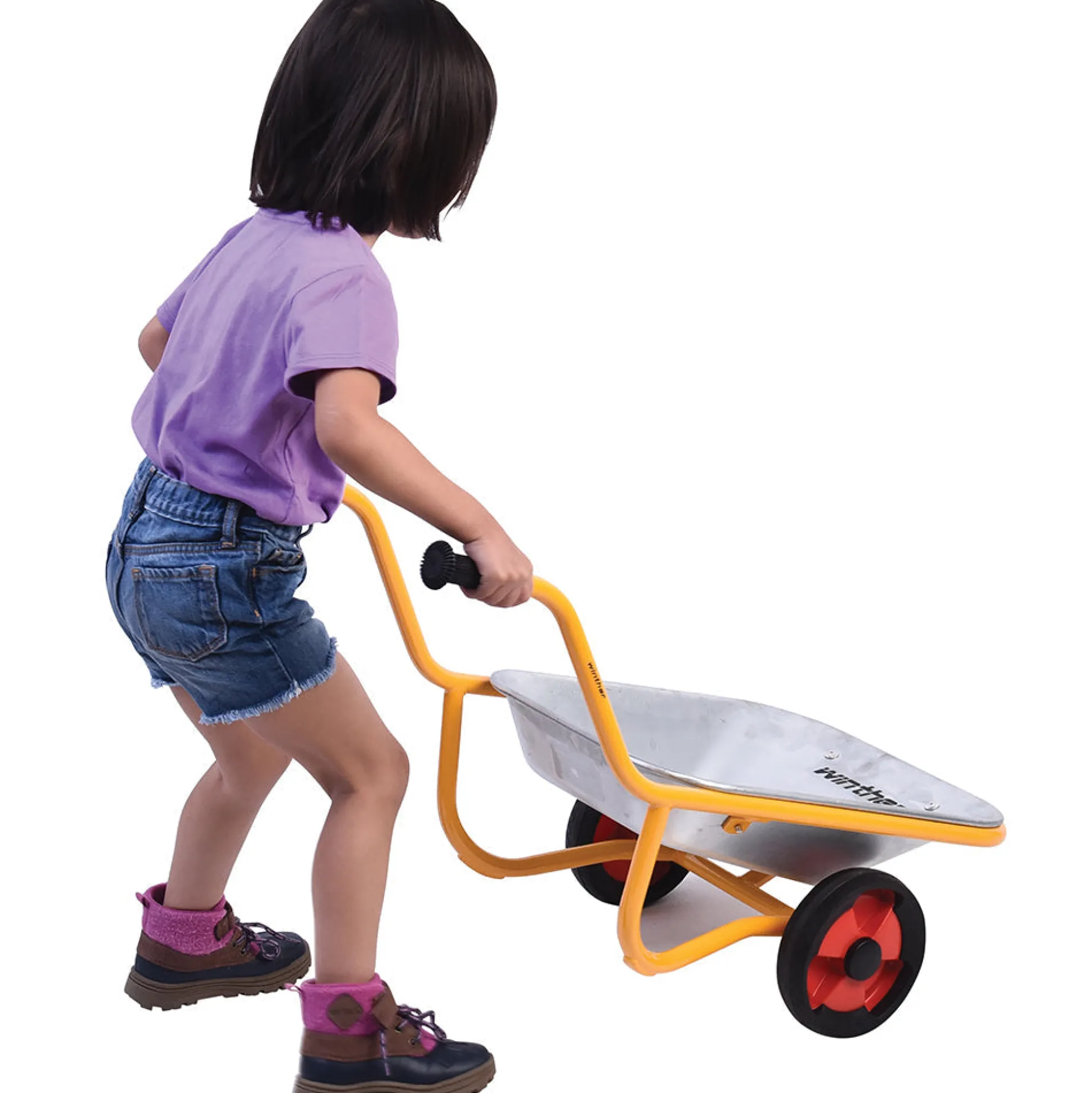 Kids Heavy-Duty Steel Wheelbarrow with Stable Two-Wheel Design | Outdoor Play & Realistic Gardening Tool