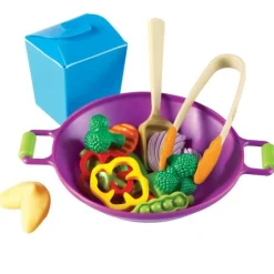 Kids' Play Food – 17-Piece Vegetable Stir-Fry Set with Wok