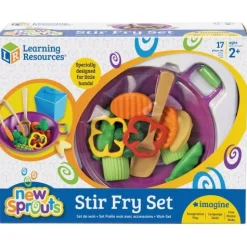 Kids' Play Food – 17-Piece Vegetable Stir-Fry Set with Wok