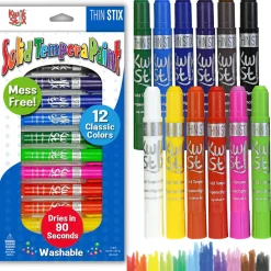 Kwik Stix ThinStix No-Mess Tempera Paint Set | 12 Classic Colors