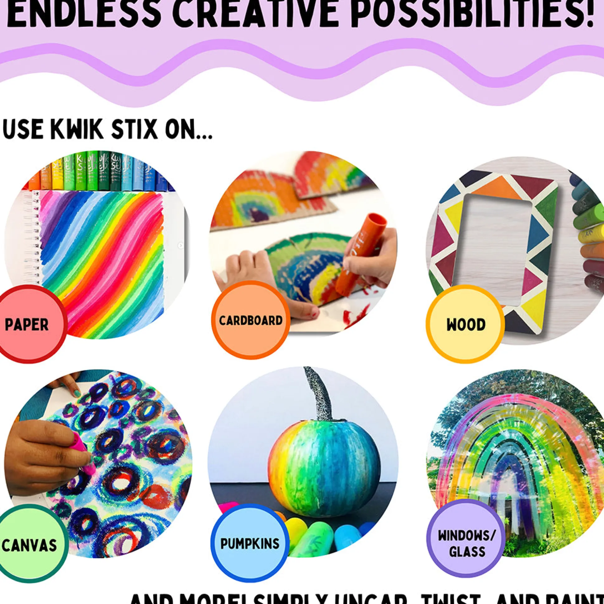 Kwik Stix ThinStix No-Mess Tempera Paint Set | 12 Classic Colors