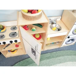 Let’s Play Toddler Kitchen | Toddler 4-Piece White Pretend Play Set with Stove, Sink, Fridge & Washer for Classrooms
