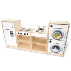 Let’s Play Toddler Kitchen | Toddler 4-Piece White Pretend Play Set with Stove, Sink, Fridge & Washer for Classrooms