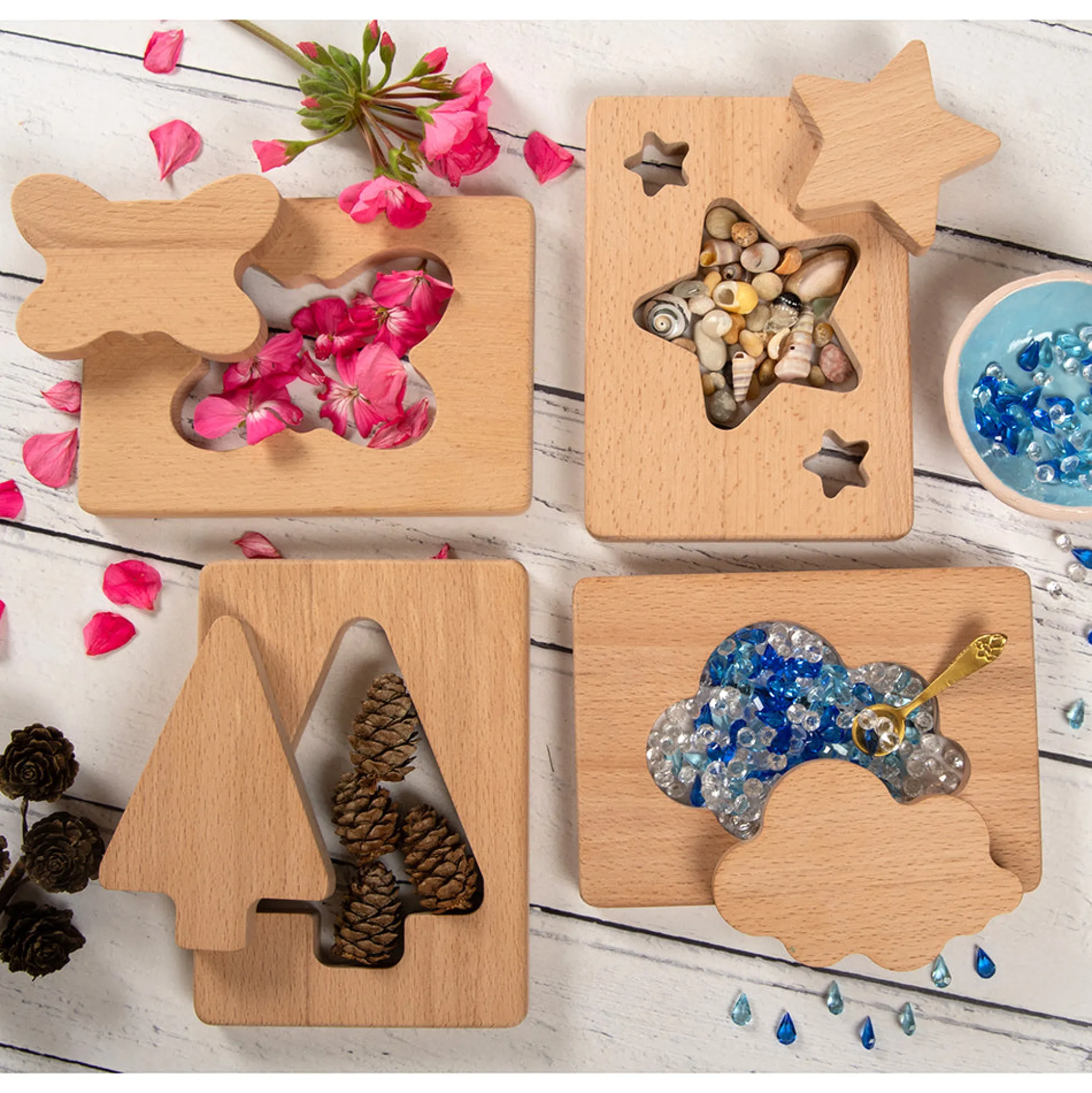 Little Looking Discovery Nature Shapes | Eco-Friendly Wooden Sensory Set