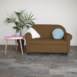 Little Lux Chocolate Preschool Chair & Sofa Set | Adjustable Faux Leather Kids’ Seating