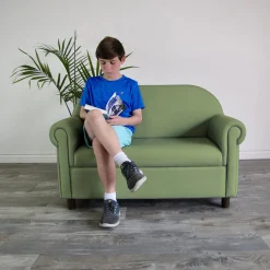 Little Lux Fern Green Preschool Chair & Sofa Set | Adjustable Faux Leather Kids’ Seating