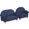 Little Lux Navy Preschool Chair & Sofa Set | Adjustable Faux Leather Kids’ Seating