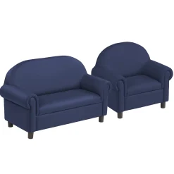 Little Lux Navy Preschool Chair & Sofa Set | Adjustable Faux Leather Kids’ Seating
