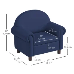Little Lux Navy Preschool Lounge Chair | Adjustable Kids’ Soft Seat for Reading & Relaxation