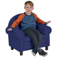 Little Lux Navy Preschool Lounge Chair | Adjustable Kids’ Soft Seat for Reading & Relaxation