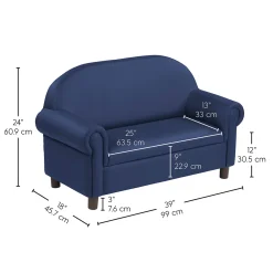 Little Lux Navy Preschool Sofa | Adjustable Faux Leather Kids' Couch