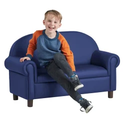 Little Lux Navy Preschool Sofa | Adjustable Faux Leather Kids' Couch