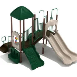 Los Arboles Multi-Climber Playground Set | Outdoor Play Structure with Double Slide, Activity Panels & Shade Roof for Ages 2–12